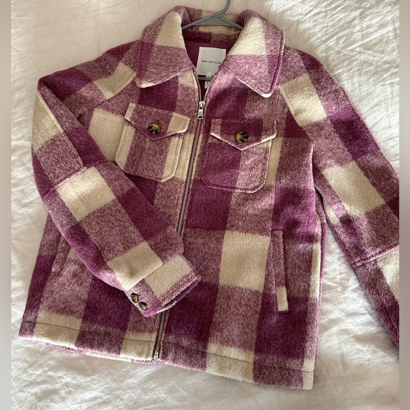 SOLD - Avec Les Filles NWOT Purple Check Zip Flannel Jacket - Picture 4 of 5